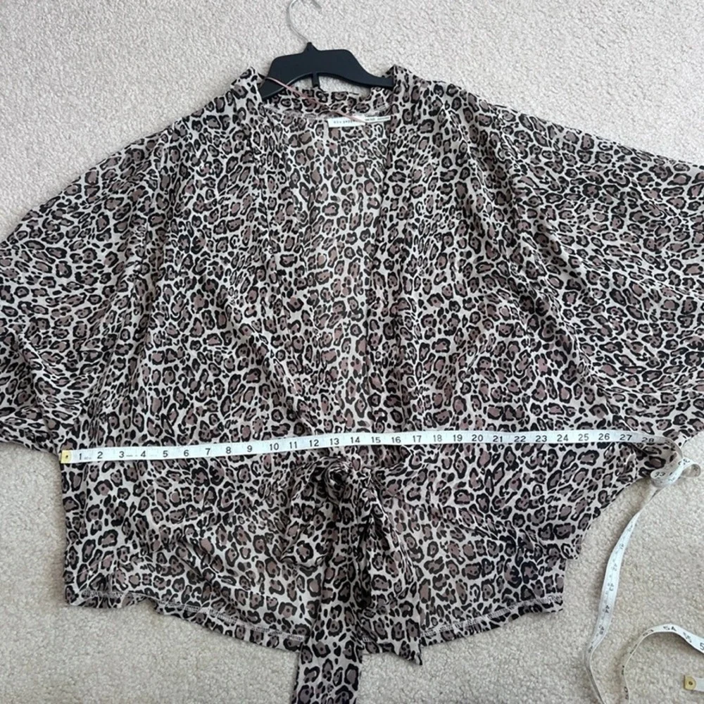 Blu Pepper Leopard Print‎ Kimono Cardigan Tie Front Sheer One Size